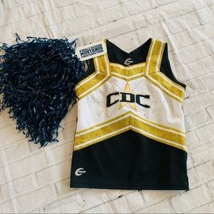 Chasse Cheer Top With Gold Cheer Bow Size YL